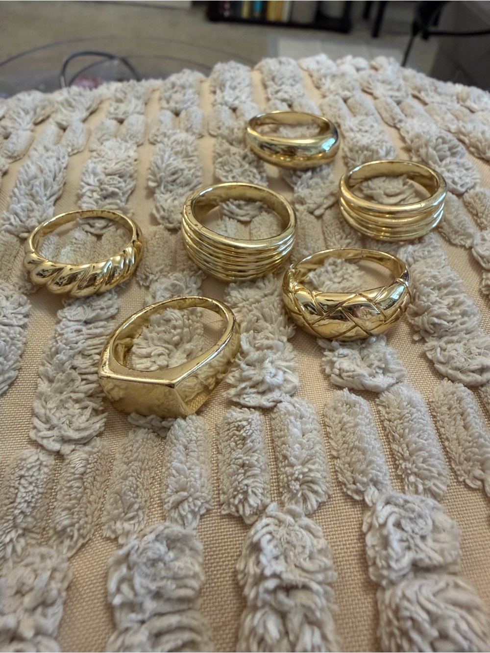 Classic Gold Tone Women's Ring Set - Elegant Stackable Bands